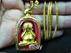 Gold Buddha'Phra Pidta Ara Yu Yuen' LP Kee Figure Thai Amulet