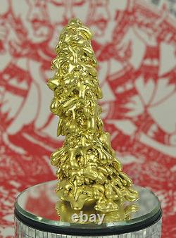 Gold Thong Pra lai LEKLAI Statue thai buddha AMULET wealth lp somporn Protection