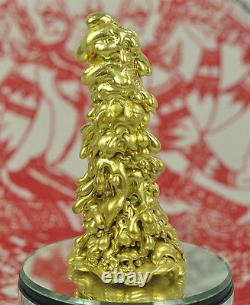 Gold Thong Pra lai LEKLAI Statue thai buddha AMULET wealth lp somporn Protection
