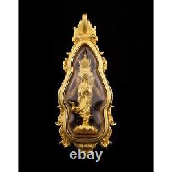 Golden Lord Buddha Descended from Tavatimsa Heaven Thai Amulet Pendant