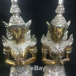 Guardian Angel Statue Figurine Thai Buddha Amulet Lucky Charm Fengshui Decor 2pc