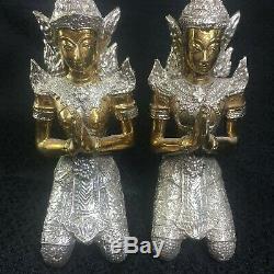 Guardian Angel Statue Figurine Thai Buddha Amulet Lucky Charm Fengshui Decor 2pc