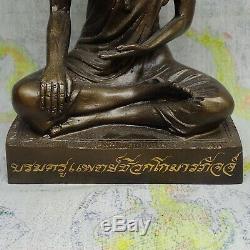 Hermit Lersi Chiwok Buddha Statue Talisman Thai Sitting Figure Brass Amulet