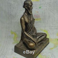 Hermit Lersi Chiwok Buddha Statue Talisman Thai Sitting Figure Brass Amulet