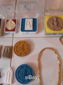 Huge Lot Thai Buddha Buddhist Amulet Pendant Coin Bracelet Luck Temple Thailand