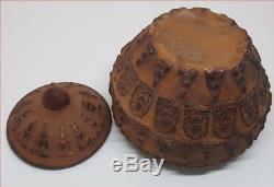 Jar Baked Clay Amulet Pattern Old Ancient Pra Thai Buddha Magic Power and Lucky