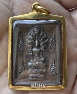 Jatukam Ramathep Thai Amulet Naga Buddha Gold Tone Case
