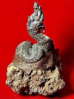 King Naga Snake Black Leklai Statue Magic Thai Amulet Buddha Talisman Protect