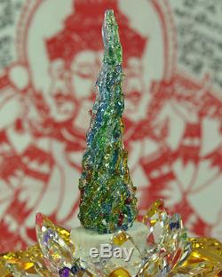 King Phaya Kaew Rattanachart Leklai rainbow crystal Thai Buddha MINERAL Amulet