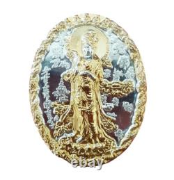 Kwan Yin Yant Coin Buddha Bless Ajarn Mom Thai Amulet Good Luck Wealth Success