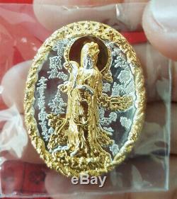 Kwan Yin Yant Coin Buddha Bless Ajarn Mom Thai Amulet Good Luck Wealth Success