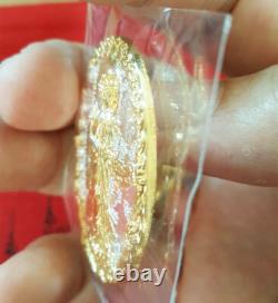 Kwan Yin Yant Coin Buddha Bless Ajarn Mom Thai Amulet Good Luck Wealth Success