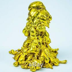 LEKLAI THONGPLALAI gold CORE protect magic lucky Rare thai buddha amulet 964