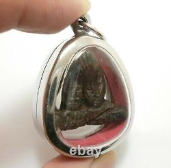 LP KRON PIDTA IN 1950s CLOSE EYES BUDDHA CRON TOK RAJA THAI AMULET LUCKY PENDANT