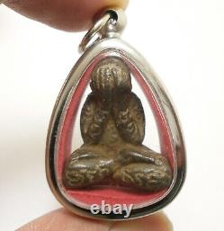 LP KRON PIDTA METAL 1960s CLOSE EYES BUDDHA CRON TOK RAJA THAI LUCKY PENDANT (2)