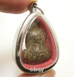 LP KRON PIDTA METAL 1960s CLOSE EYES BUDDHA CRON TOK RAJA THAI LUCKY PENDANT (2)