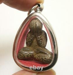 LP KRON PIDTA METAL 1960s CLOSE EYES BUDDHA CRON TOK RAJA THAI LUCKY PENDANT (2)