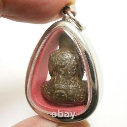 LP KRON PIDTA METAL 1960s CLOSE EYES BUDDHA CRON TOK RAJA THAI LUCKY PENDANT (2)