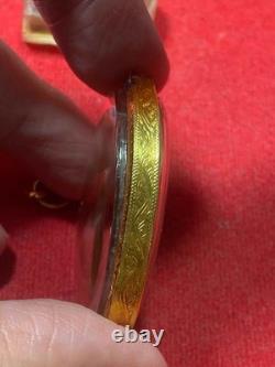 LP Koon Wat Ban Rai Genuine, Coin Nava Thai Amulet Buddha BE 2536, Gold frame