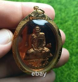 LP Mun Phurithatto and Phra Upakut talisman yan gold frame, Thai amulet buddha
