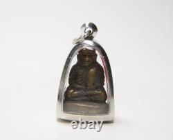 LP Ngern Brass Thai Buddha Amulet Pendant Wat Bangklan Temple Charm