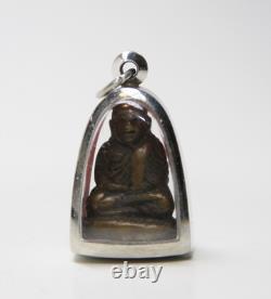 LP Ngern Brass Thai Buddha Amulet Pendant Wat Bangklan Temple Charm