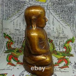 LP Ngern Thai Monk Buddhism Talisman Ngern Sitting Sculpture Brass Buddha Figure