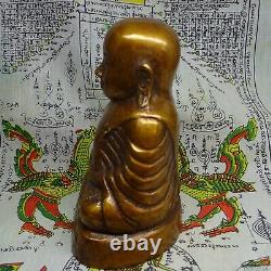 LP Ngern Thai Monk Buddhism Talisman Ngern Sitting Sculpture Brass Buddha Figure