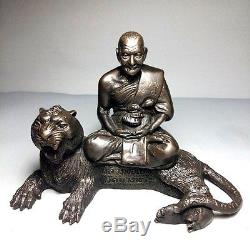 LP PERN Buddha Brass Statues Magic Tiger Thai Amulet Life Protect Good Fortune