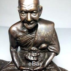 LP PERN Buddha Brass Statues Magic Tiger Thai Amulet Life Protect Good Fortune