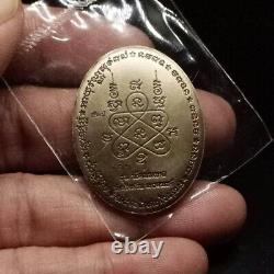 LP PHAT Orange Enamel Alpaca coin Thai Amulet Buddha Luck Money Wealth Talisman