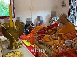 LP PHAT Orange Enamel Alpaca coin Thai Amulet Buddha Luck Money Wealth Talisman