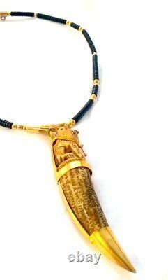 LP Pern Pig Tooth Carving Tiger Thai Bracelet Buddha Amulet Protect Gain Wealth