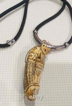 LP Pern Pig Tooth Carving Tiger Thai Buddha Amulet Life Protect Gain Wealth Rich