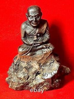 LP Thuad Sit On Black Leklai Statue Magic Thai Amulet Buddha Talisman Protect