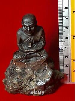 LP Thud Sit On Black Leklai Statue Magic Thai Amulet Buddha Talisman Lucky M030