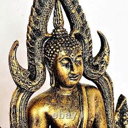 Large 30cm Buddha Chinnaraj Statue Lucky Rich Fortune Old Gold Thai Amulet 17570