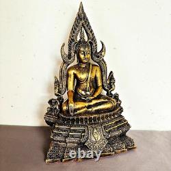 Large 30cm Buddha Chinnaraj Statue Lucky Rich Fortune Old Gold Thai Amulet 17570
