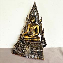 Large 30cm Buddha Chinnaraj Statue Lucky Rich Fortune Old Gold Thai Amulet 17570
