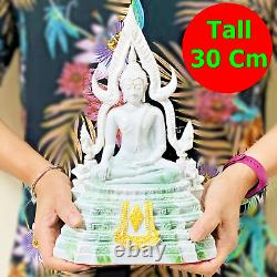 Large Buddha Chinnaraj Statue Marble Fiber Glass Mass Chant Thai Amulet #16071