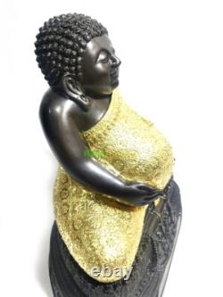 Large Happy Fat Buddha Statue Meditation Gold Sankajai Lp Pern Thai Amulet #9072