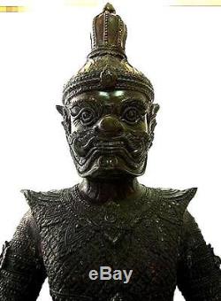 Large Magnificent Brass Statues Giant Deity Thao wessuwan Thai Buddha Amulet 44