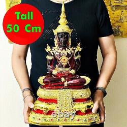 Large Meditation Buddha Statue Red Gold Armor Lucky Magic Thai Amulet 50cm 17661