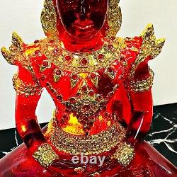 Large Meditation Buddha Statue Red Gold Armor Lucky Magic Thai Amulet 50cm 17661