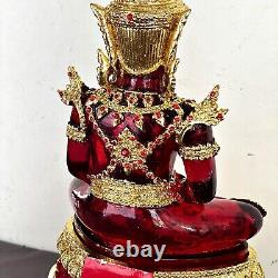 Large Meditation Buddha Statue Red Gold Armor Lucky Magic Thai Amulet 50cm 17661