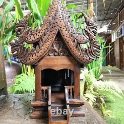 Large Spirit House Wooden Thai Buddha Amulet Worship Handcraft Home Decor Cultur