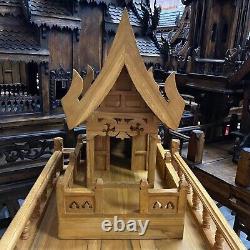 Large Thai Spirit House SanPraPhum Handmade Teak Wood New House Buddha Amulet