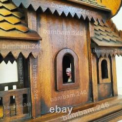 Large Thai Spirit House Teak Wood Wooden Buddha Amulet Worship Height 19 Handcr