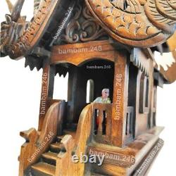 Large Thai Spirit House Teak Wood Wooden Buddha Amulet Worship Height 19 Handcr