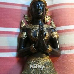 Large Vintage Thai Gold Gilt Bronze Statue Guardian Angel Buddha 13 Height